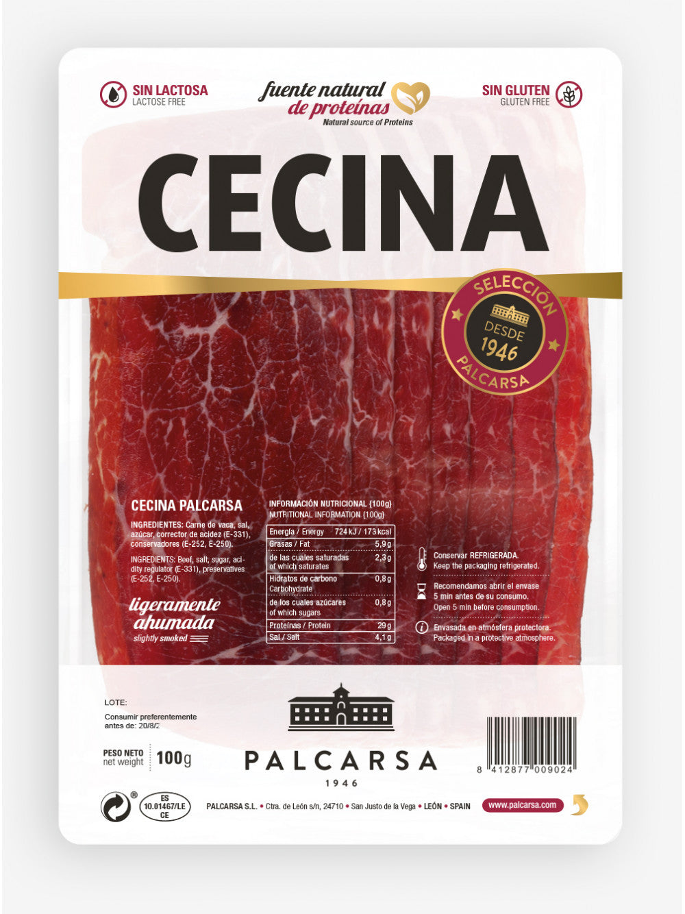 CECINA DE VACA PALCARSA SOBRE 100 G