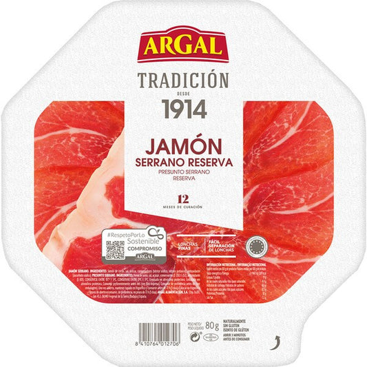 JAMON SERRANO ARGAL RVA 12 MESES L/FINAS 80G