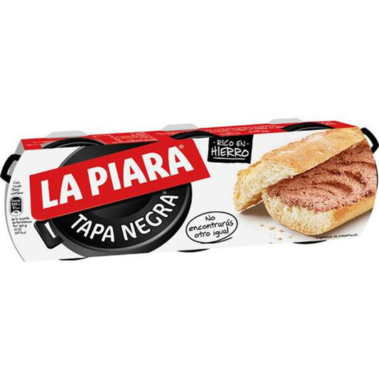 PATE LA PIARA TAPA NEGRA pack de tres latas de 87g